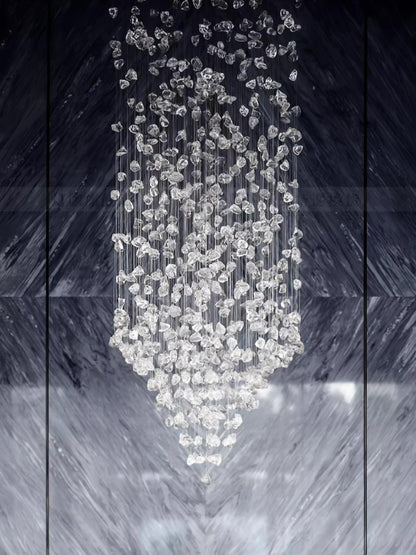 Elegant Crystal Stone Chandelier with Adjustable Height & LED Compatib