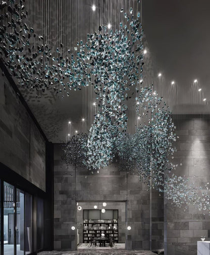 Elegant Crystal Stone Chandelier with Adjustable Height & LED Compatib