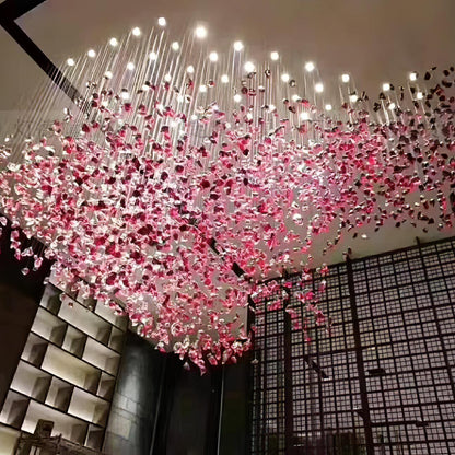 Elegant Crystal Stone Chandelier with Adjustable Height & LED Compatib