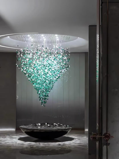 Elegant Crystal Stone Chandelier with Adjustable Height & LED Compatib