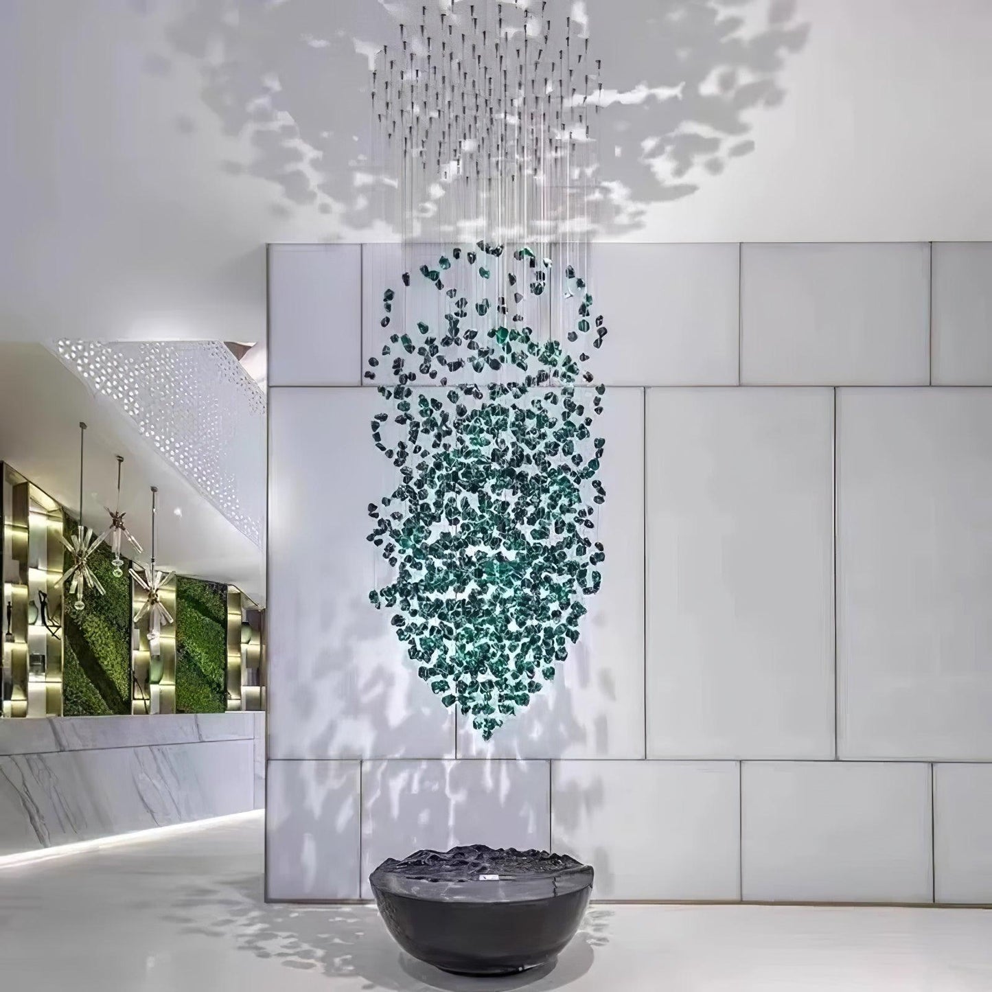 Elegant Crystal Stone Chandelier with Adjustable Height & LED Compatib