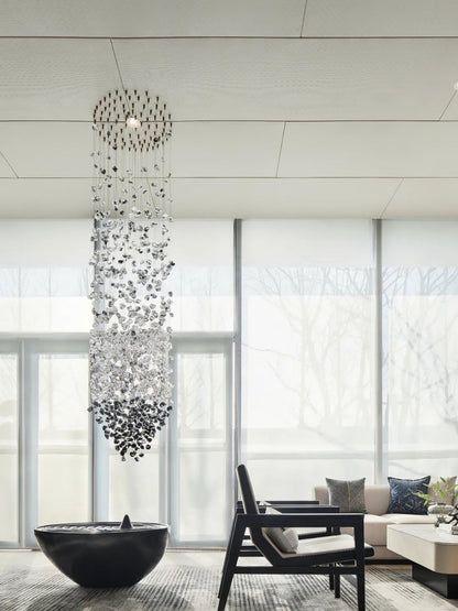Elegant Crystal Stone Chandelier with Adjustable Height & LED Compatib