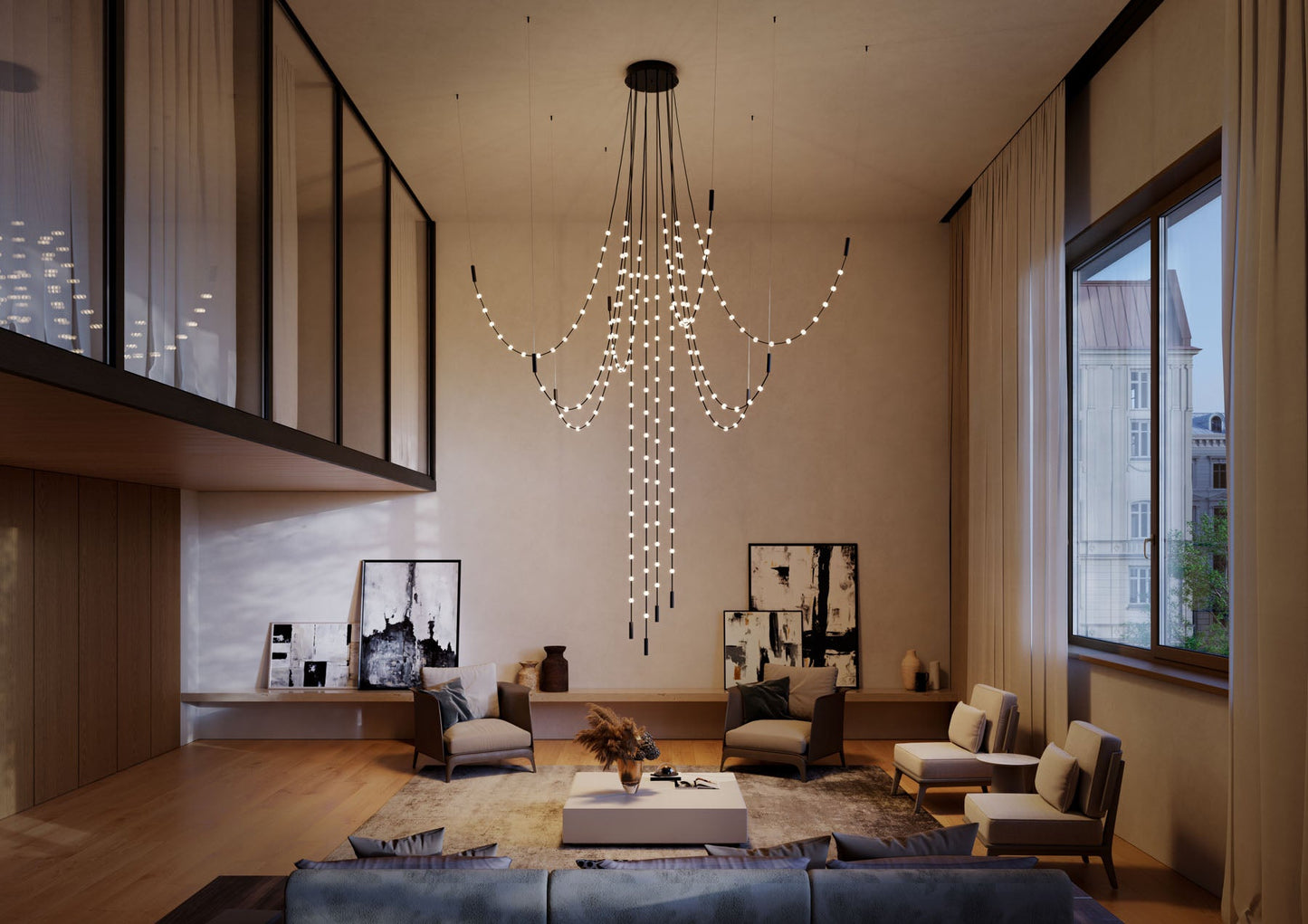 Multidot Chandelier - Modern Design with Adjustable Brightness and Ene