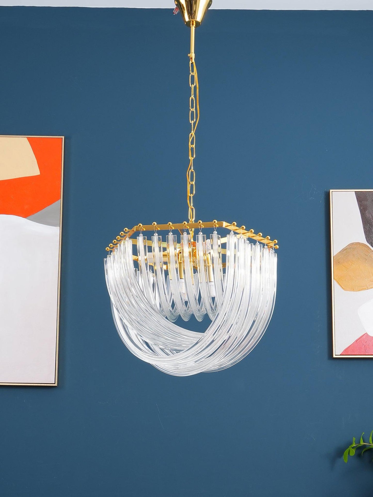 Elegant Trevi Glass Chandelier - Adjustable Height, Energy Efficient