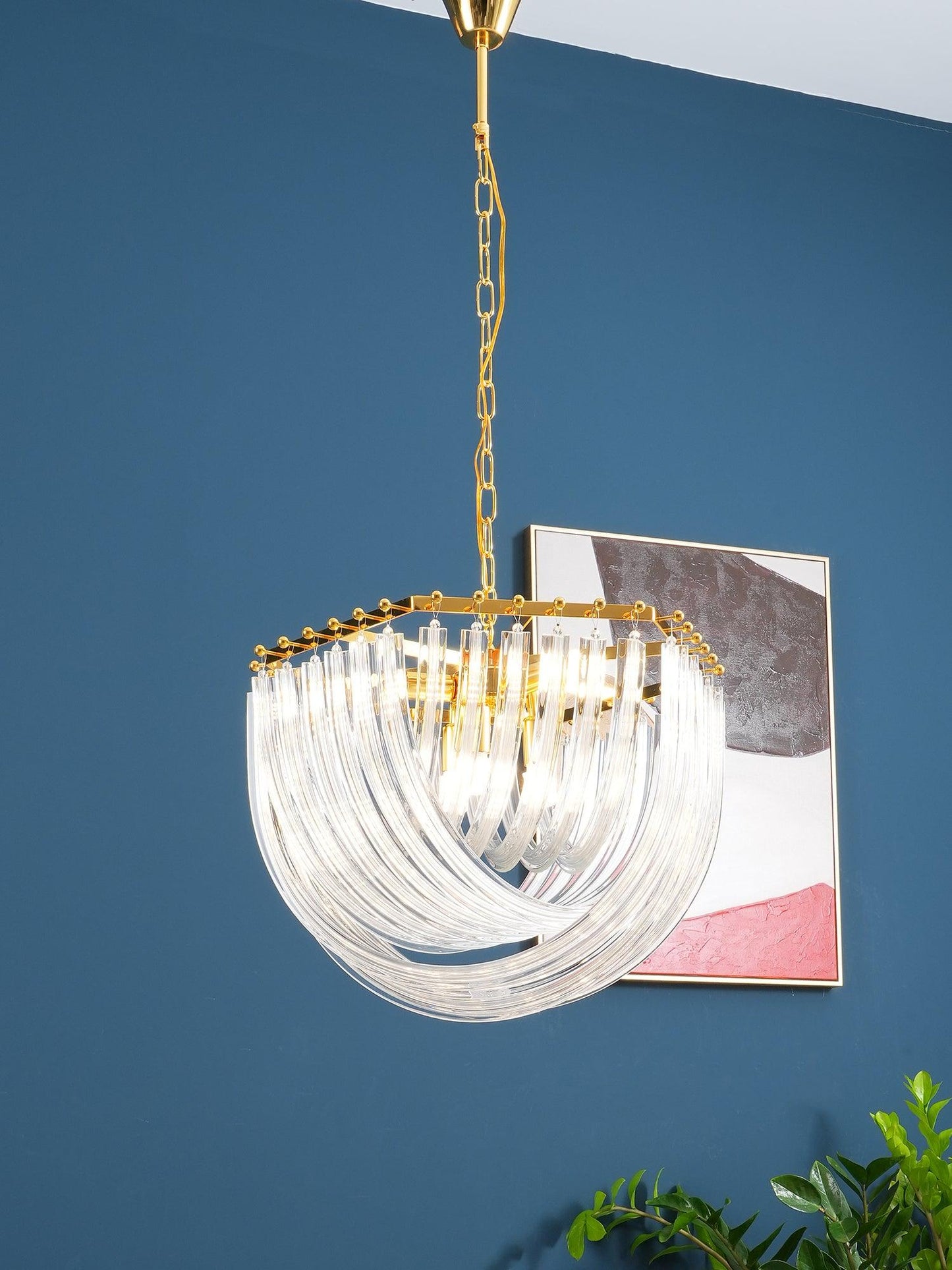 Elegant Trevi Glass Chandelier - Adjustable Height, Energy Efficient