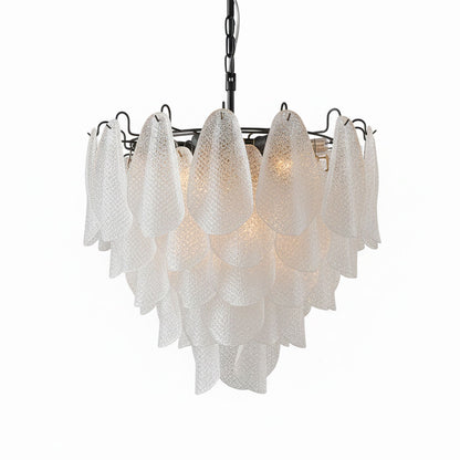 Elegant Glass Teardrop Chandelier with Adjustable Height & LED Compati