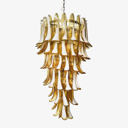 Elegant Glass Amber Petals Spiral Chandelier with Adjustable Height