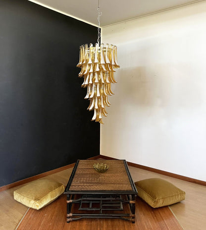 Elegant Glass Amber Petals Spiral Chandelier with Adjustable Height