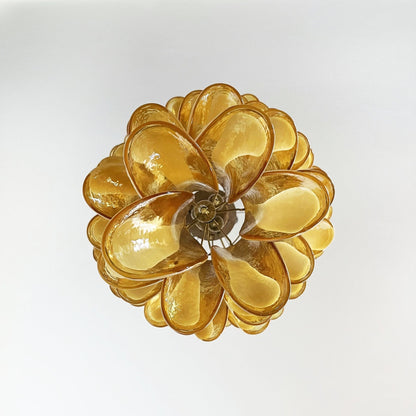 Elegant Glass Amber Petals Spiral Chandelier with Adjustable Height