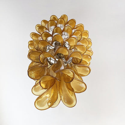 Elegant Glass Amber Petals Spiral Chandelier with Adjustable Height