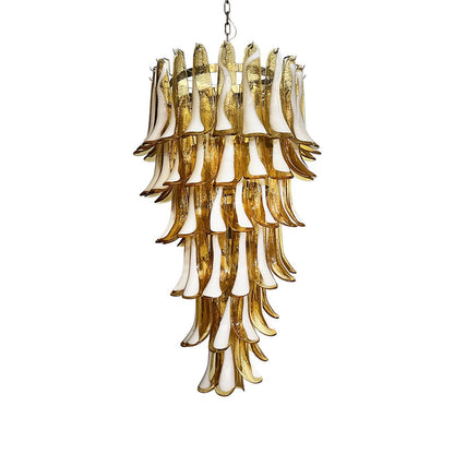 Elegant Glass Amber Petals Spiral Chandelier with Adjustable Height