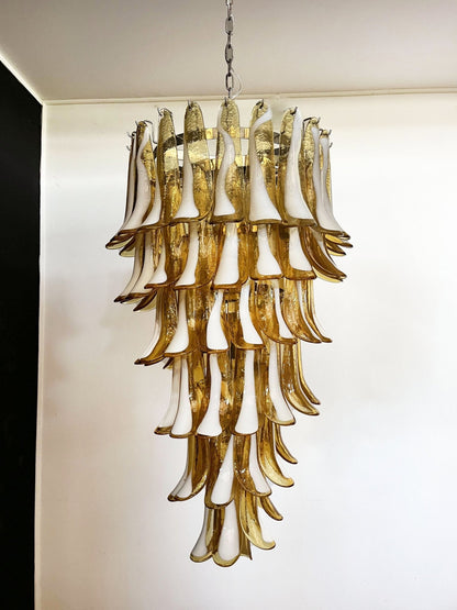 Elegant Glass Amber Petals Spiral Chandelier with Adjustable Height