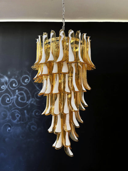 Elegant Glass Amber Petals Spiral Chandelier with Adjustable Height