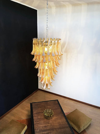 Elegant Glass Amber Petals Spiral Chandelier with Adjustable Height