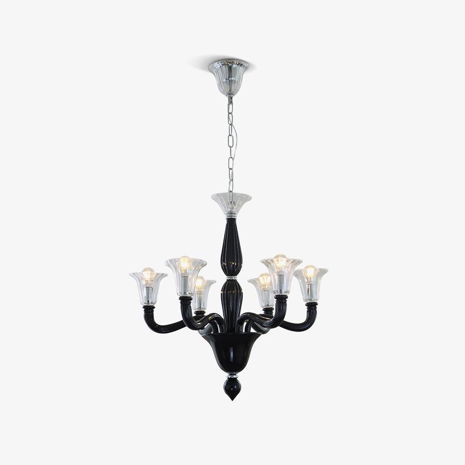Elegant Black Candle Chandelier with Adjustable Arms and LED Compatibi