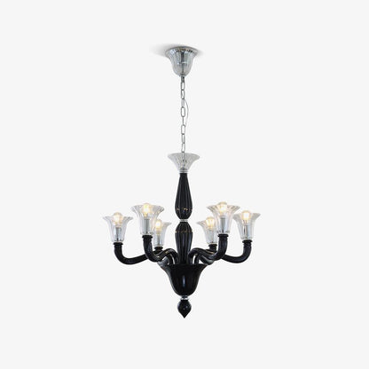 Elegant Black Candle Chandelier with Adjustable Arms and LED Compatibi