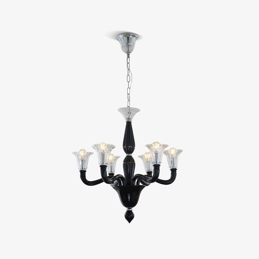Elegant Black Candle Chandelier with Adjustable Arms and LED Compatibi