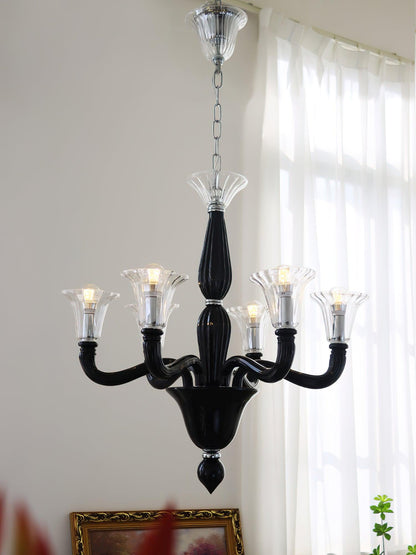 Elegant Black Candle Chandelier with Adjustable Arms and LED Compatibi