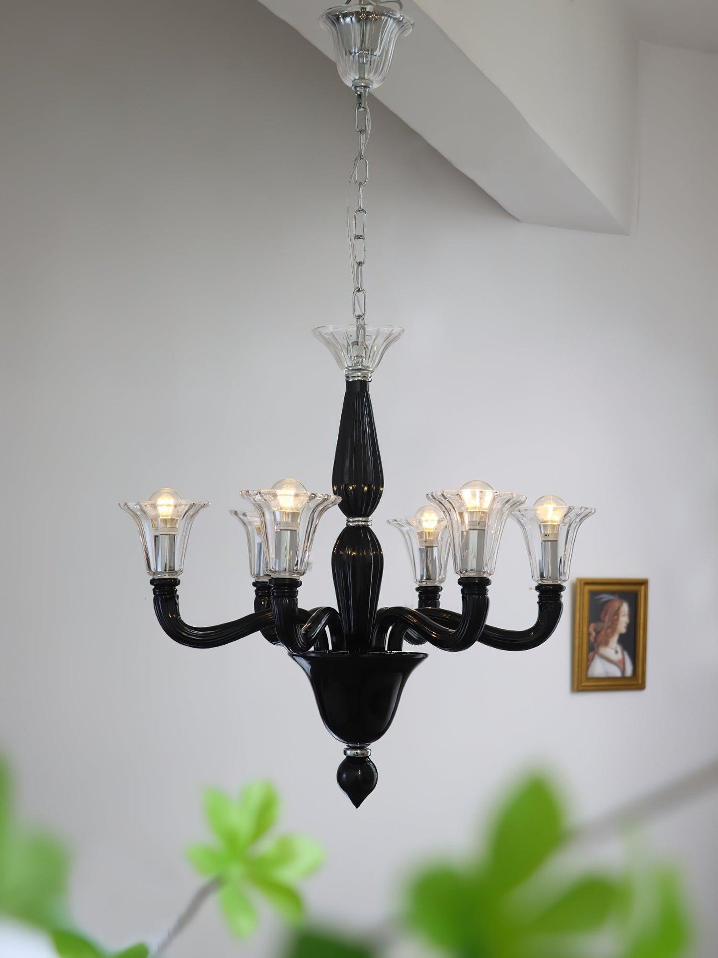 Elegant Black Candle Chandelier with Adjustable Arms and LED Compatibi