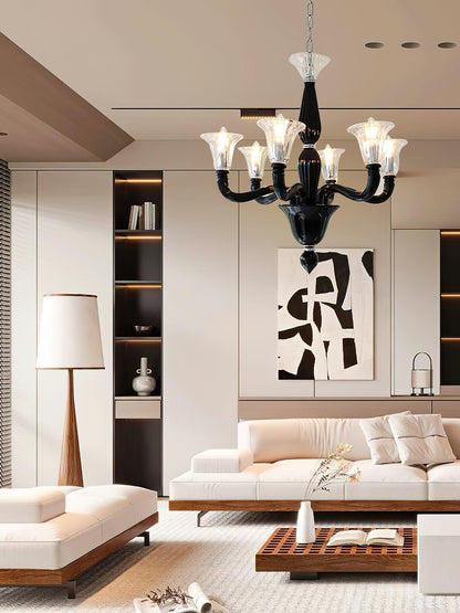 Elegant Black Candle Chandelier with Adjustable Arms and LED Compatibi