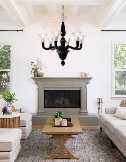 Elegant Black Candle Chandelier with Adjustable Arms and LED Compatibi