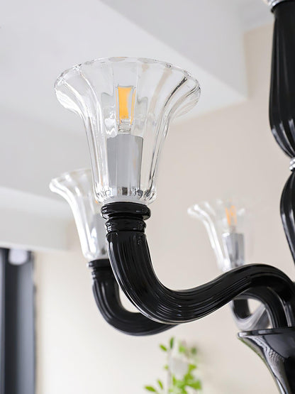 Elegant Black Candle Chandelier with Adjustable Arms and LED Compatibi