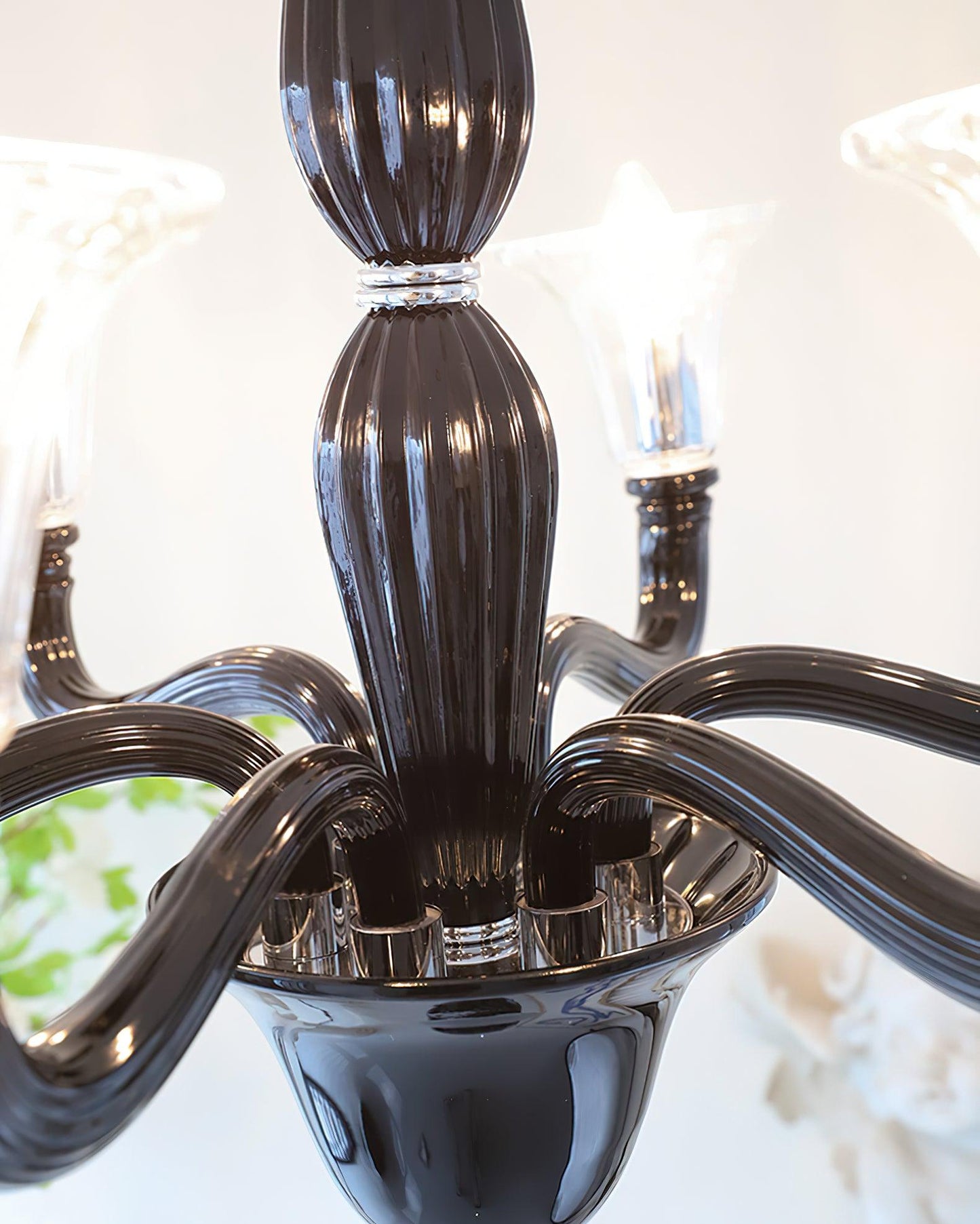 Elegant Black Candle Chandelier with Adjustable Arms and LED Compatibi