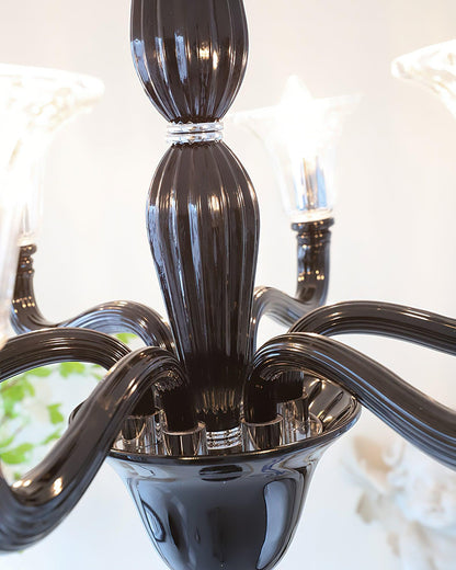 Elegant Black Candle Chandelier with Adjustable Arms and LED Compatibi