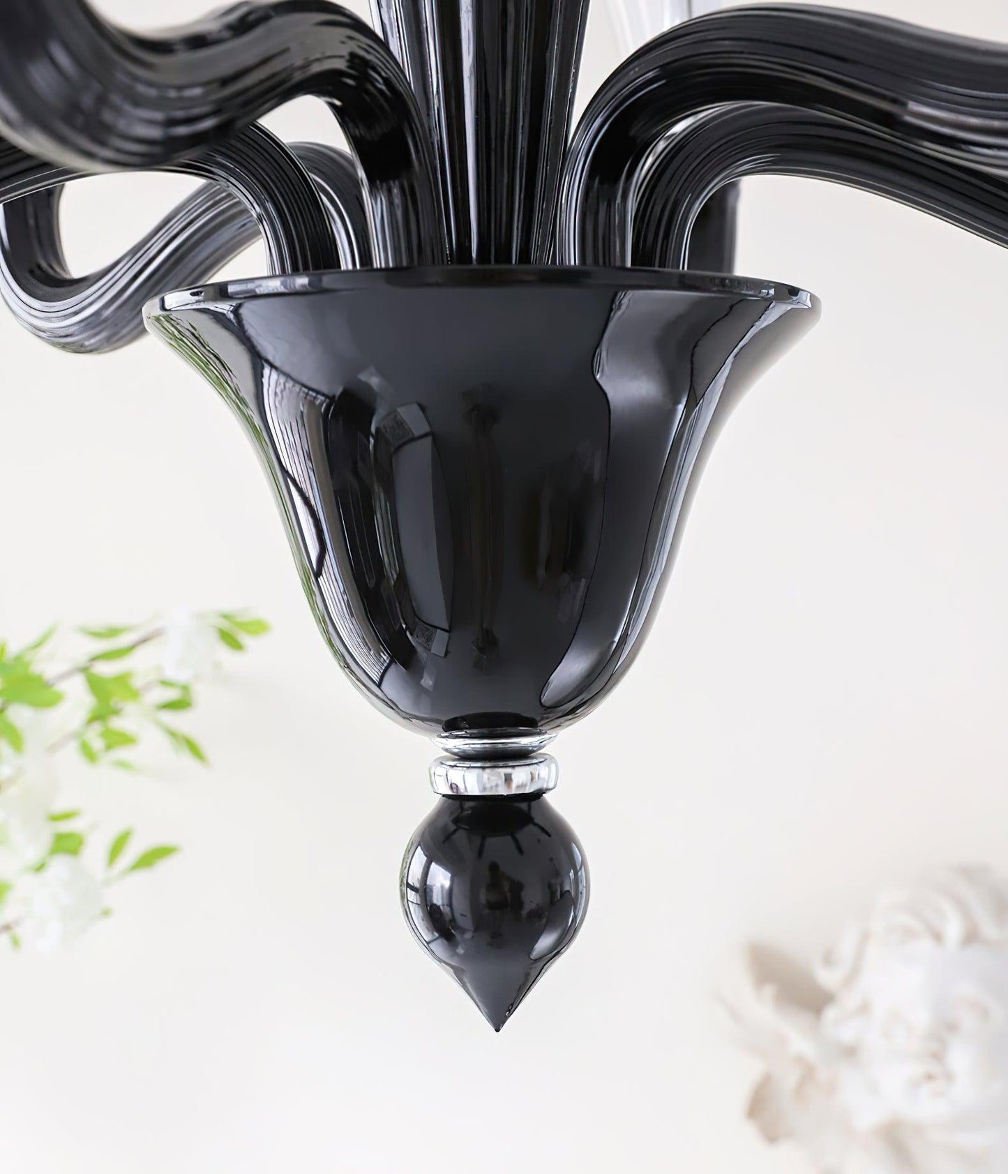 Elegant Black Candle Chandelier with Adjustable Arms and LED Compatibi
