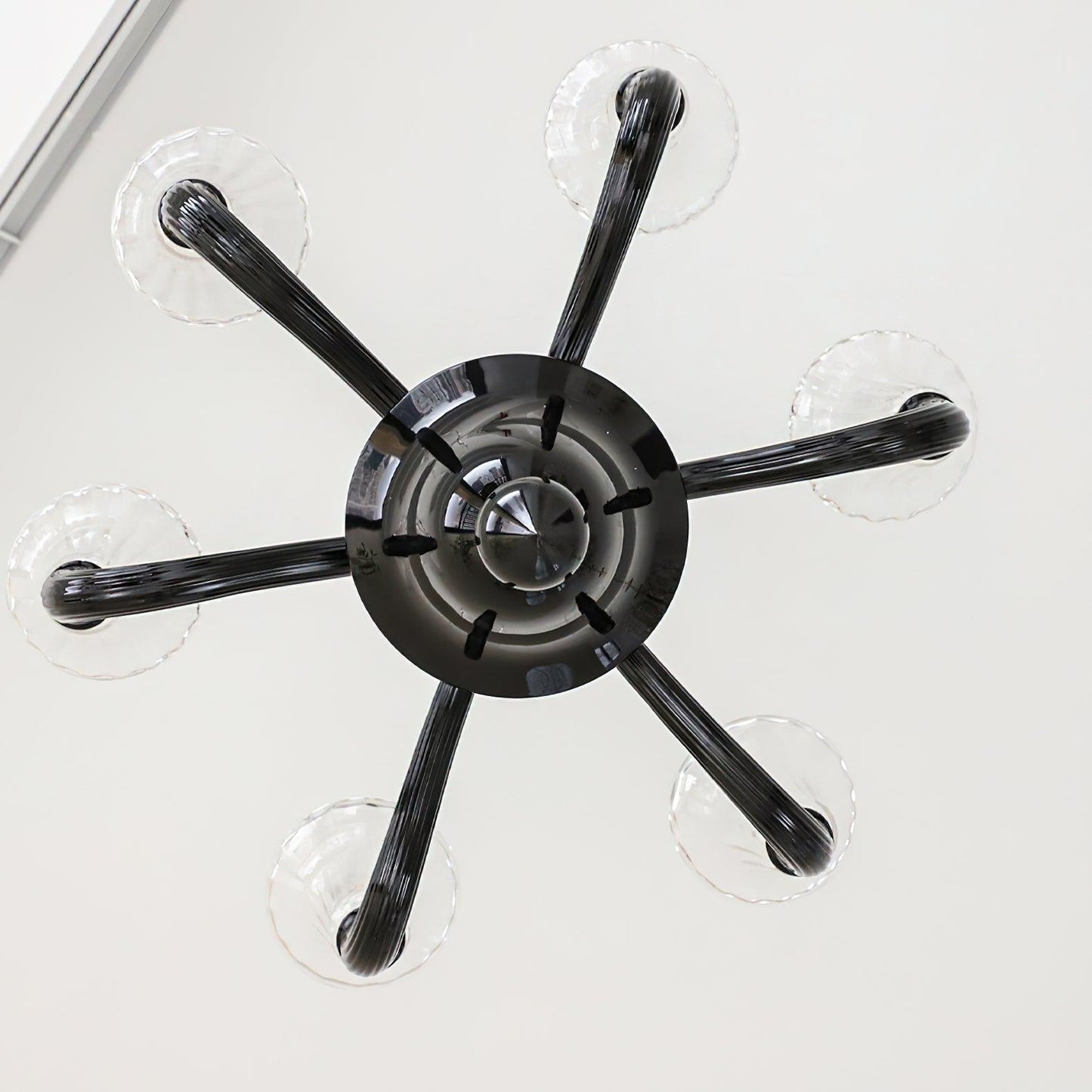 Elegant Black Candle Chandelier with Adjustable Arms and LED Compatibi