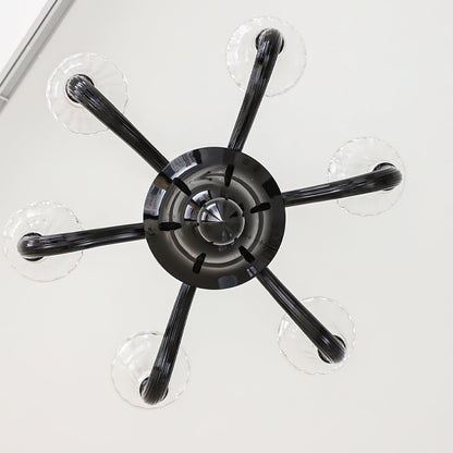 Elegant Black Candle Chandelier with Adjustable Arms and LED Compatibi