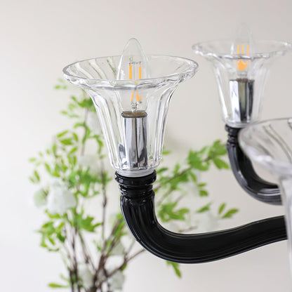 Elegant Black Candle Chandelier with Adjustable Arms and LED Compatibi