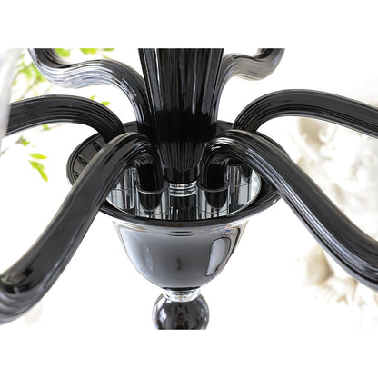 Elegant Black Candle Chandelier with Adjustable Arms and LED Compatibi