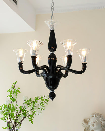 Elegant Black Candle Chandelier with Adjustable Arms and LED Compatibi