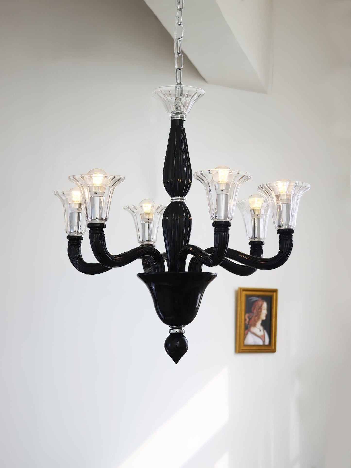 Elegant Black Candle Chandelier with Adjustable Arms and LED Compatibi
