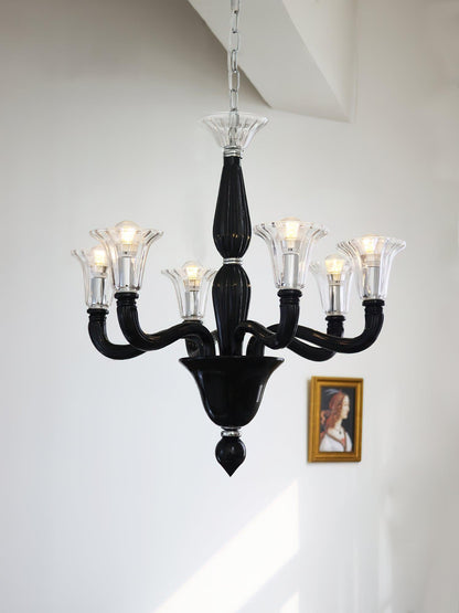 Elegant Black Candle Chandelier with Adjustable Arms and LED Compatibi