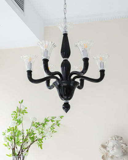 Elegant Black Candle Chandelier with Adjustable Arms and LED Compatibi