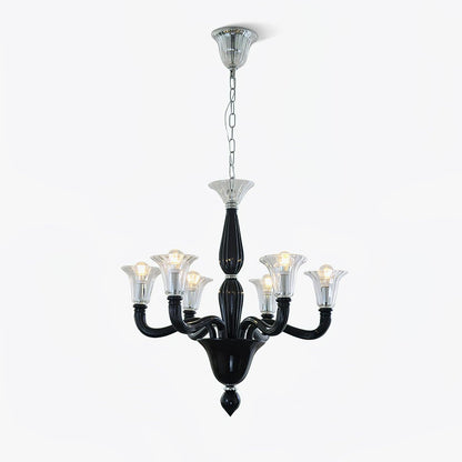Elegant Black Candle Chandelier with Adjustable Arms and LED Compatibi