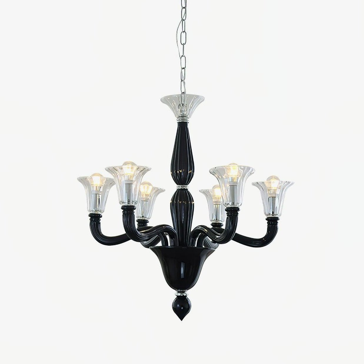 Elegant Black Candle Chandelier with Adjustable Arms and LED Compatibi