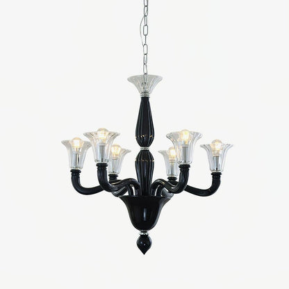 Elegant Black Candle Chandelier with Adjustable Arms and LED Compatibi