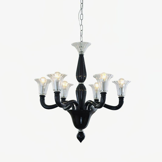 Elegant Black Candle Chandelier with Adjustable Arms and LED Compatibi