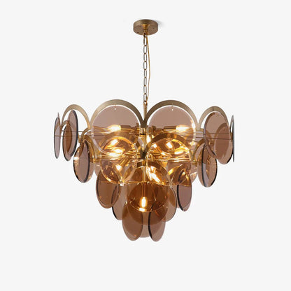 Velora Amber Disc Chandelier - Elegant Design with Adjustable Height