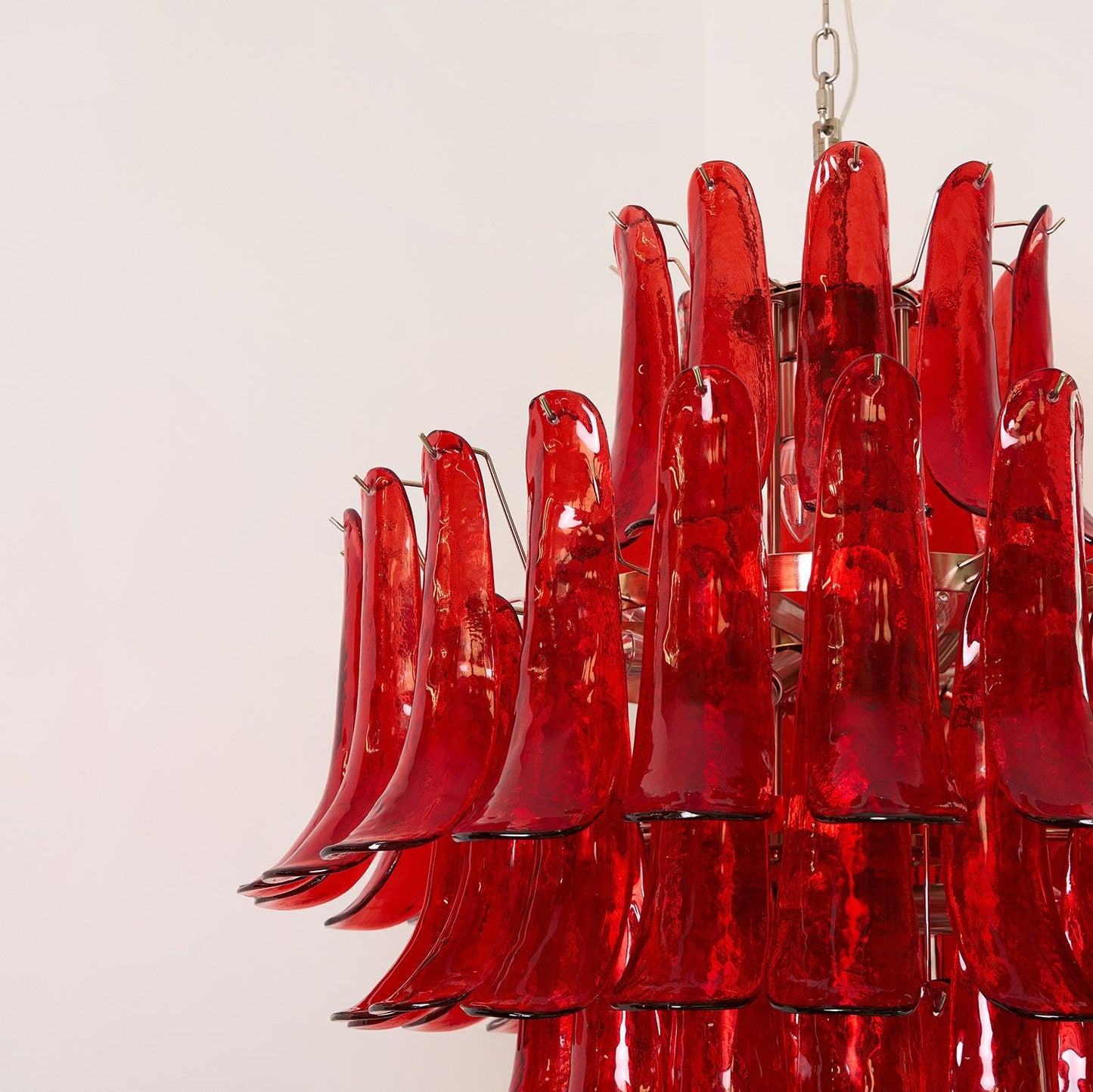 Crimson Cascade Glass Chandelier - Elegant Design with Adjustable Heig