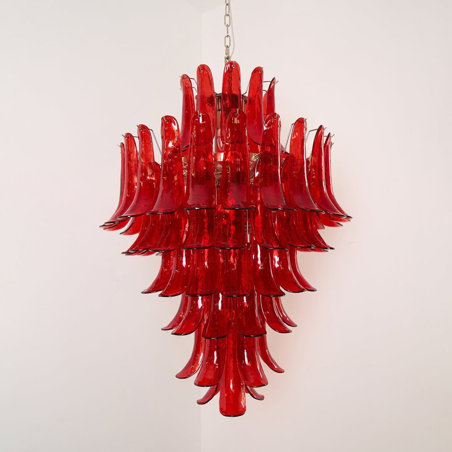Crimson Cascade Glass Chandelier - Elegant Design with Adjustable Heig