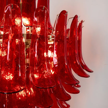 Crimson Cascade Glass Chandelier - Elegant Design with Adjustable Heig