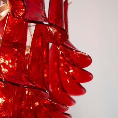 Crimson Cascade Glass Chandelier - Elegant Design with Adjustable Heig