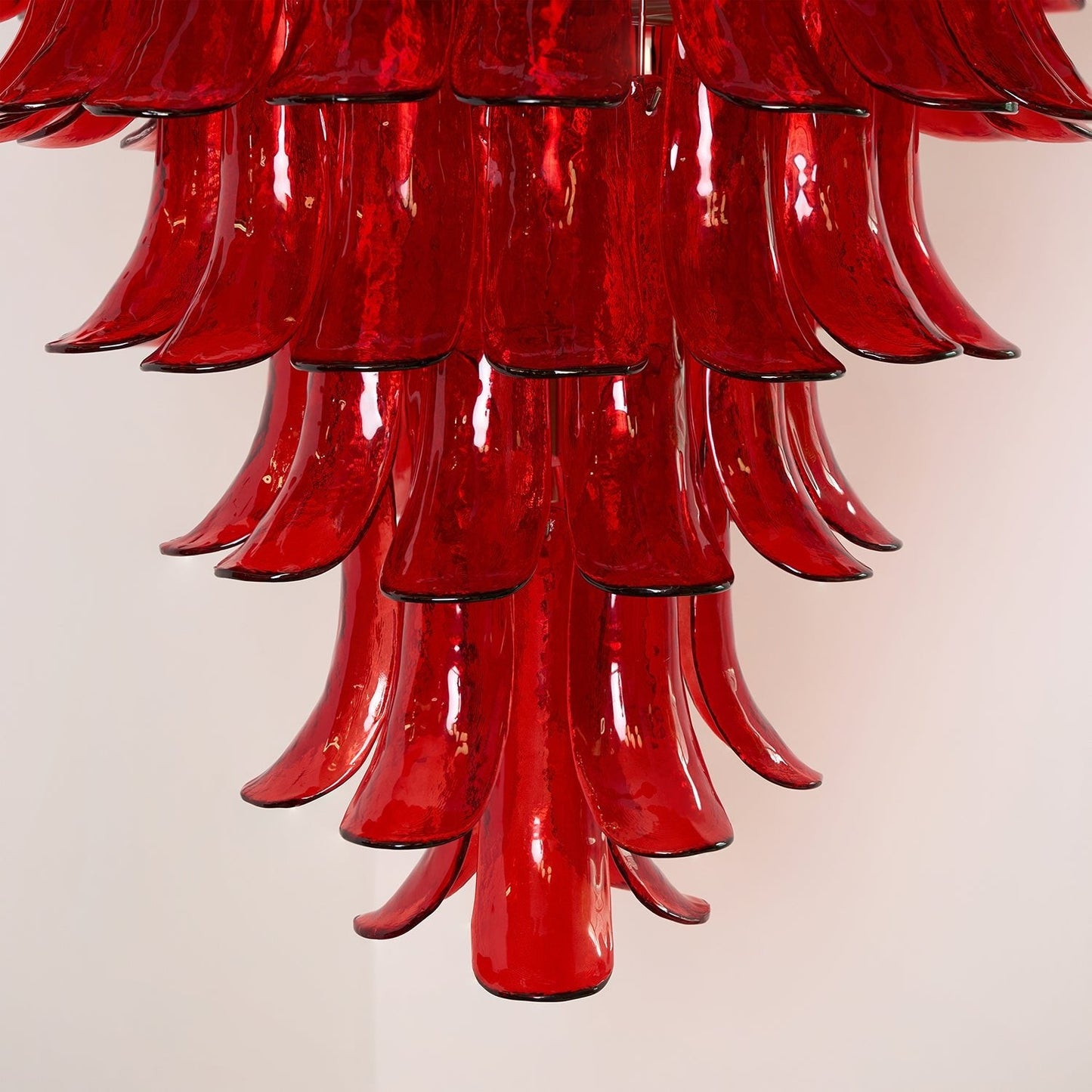 Crimson Cascade Glass Chandelier - Elegant Design with Adjustable Heig