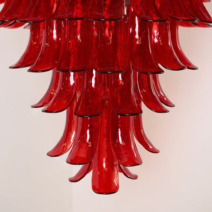 Crimson Cascade Glass Chandelier - Elegant Design with Adjustable Heig