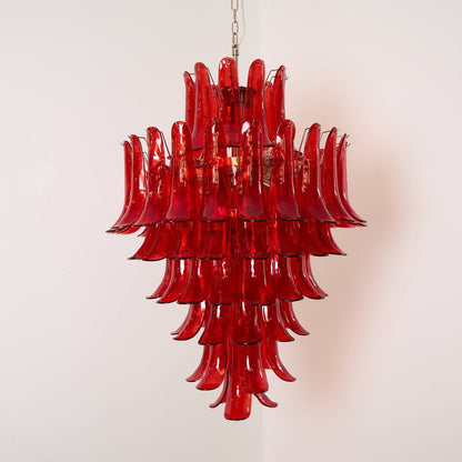 Crimson Cascade Glass Chandelier - Elegant Design with Adjustable Heig