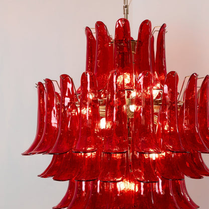 Crimson Cascade Glass Chandelier - Elegant Design with Adjustable Heig